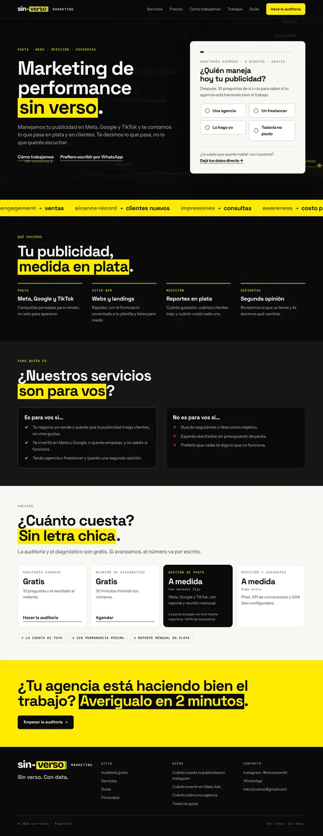 Captura completa de la home de sin-verso
